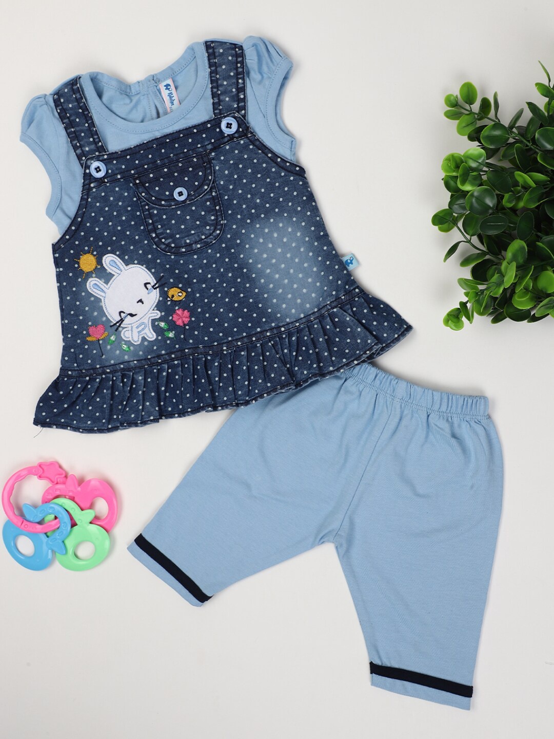 

V-Mart Infants Printed Pure Cotton Top With Trousers, Blue