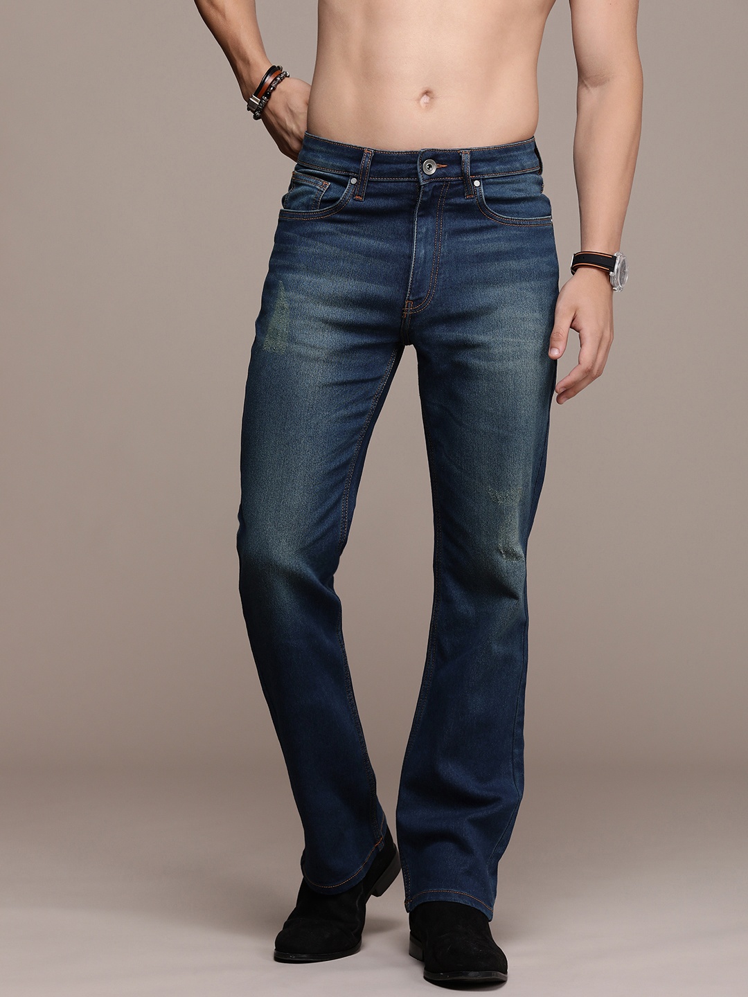 

Roadster Men Bootcut Stretchable Jeans, Navy blue