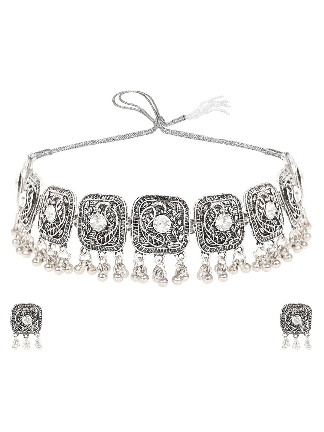 

Kord Store Silver-Plated AD-Studded Jewellery Set