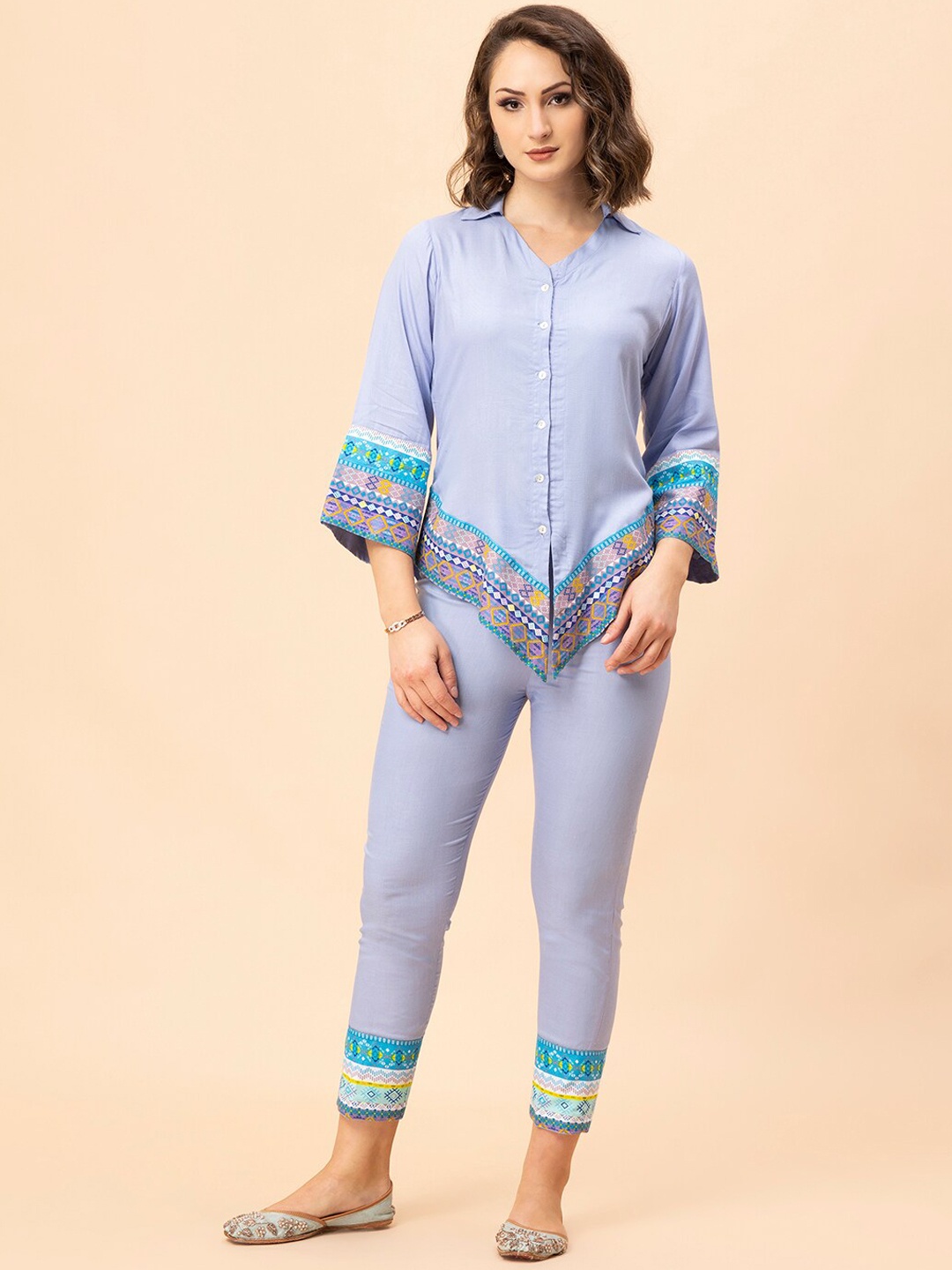 

MILU MADAN Printed Top & Trousers, Lavender