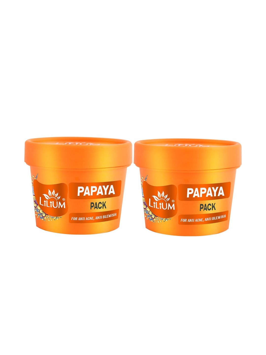 

Lilium Set Of 2 Papaya Face Mask For Anti Acne Nourishing Flawless Glow -100g Each, Orange