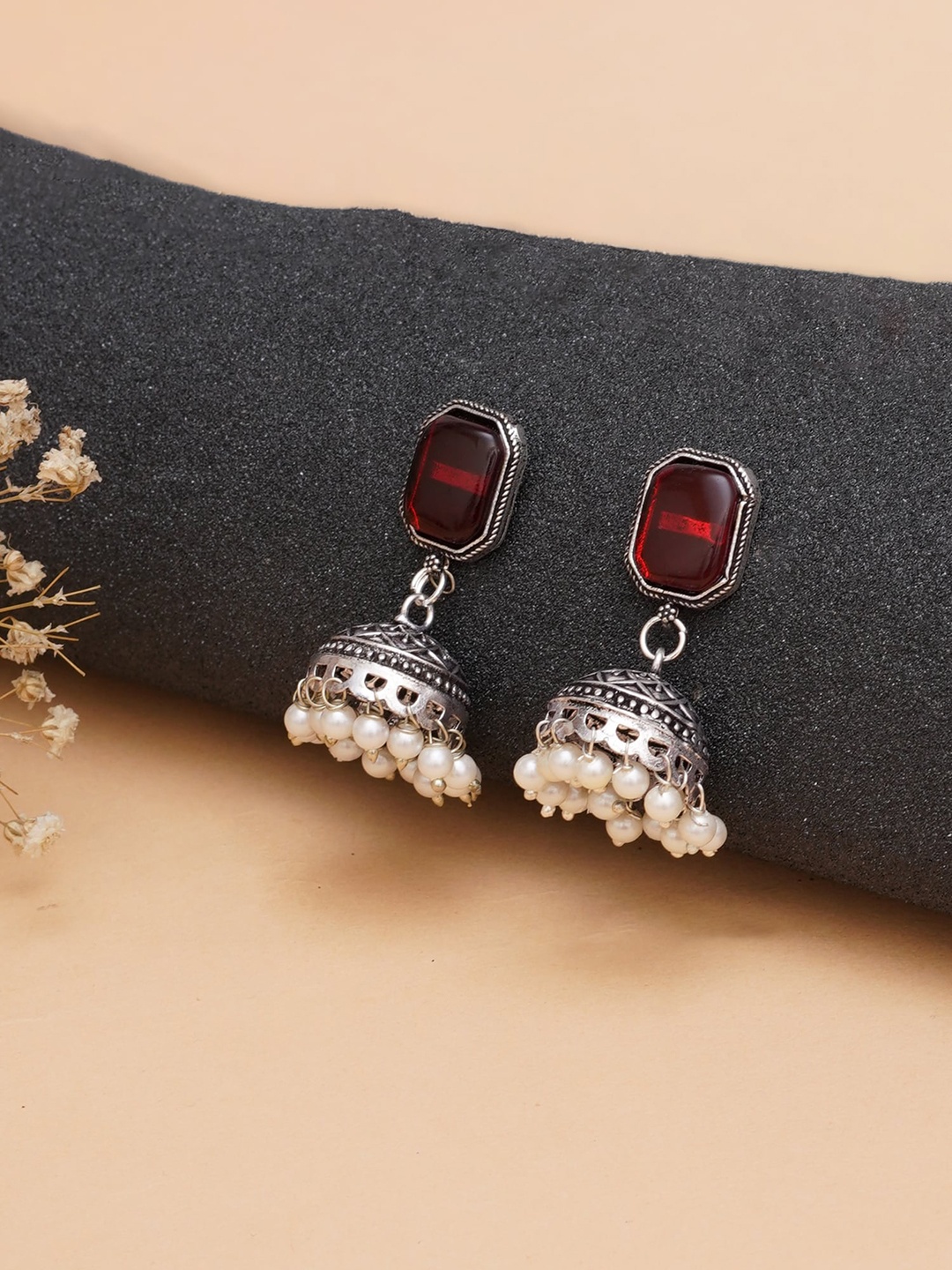 

Mali Fionna Silver-Plated Contemporary Jhumkas