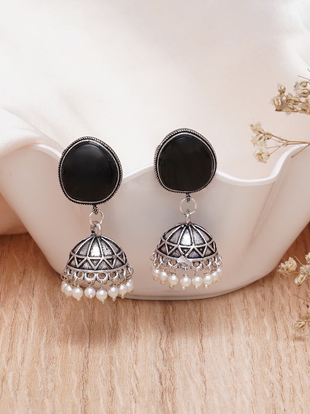 

Mali Fionna Silver-Plated Contemporary Jhumkas