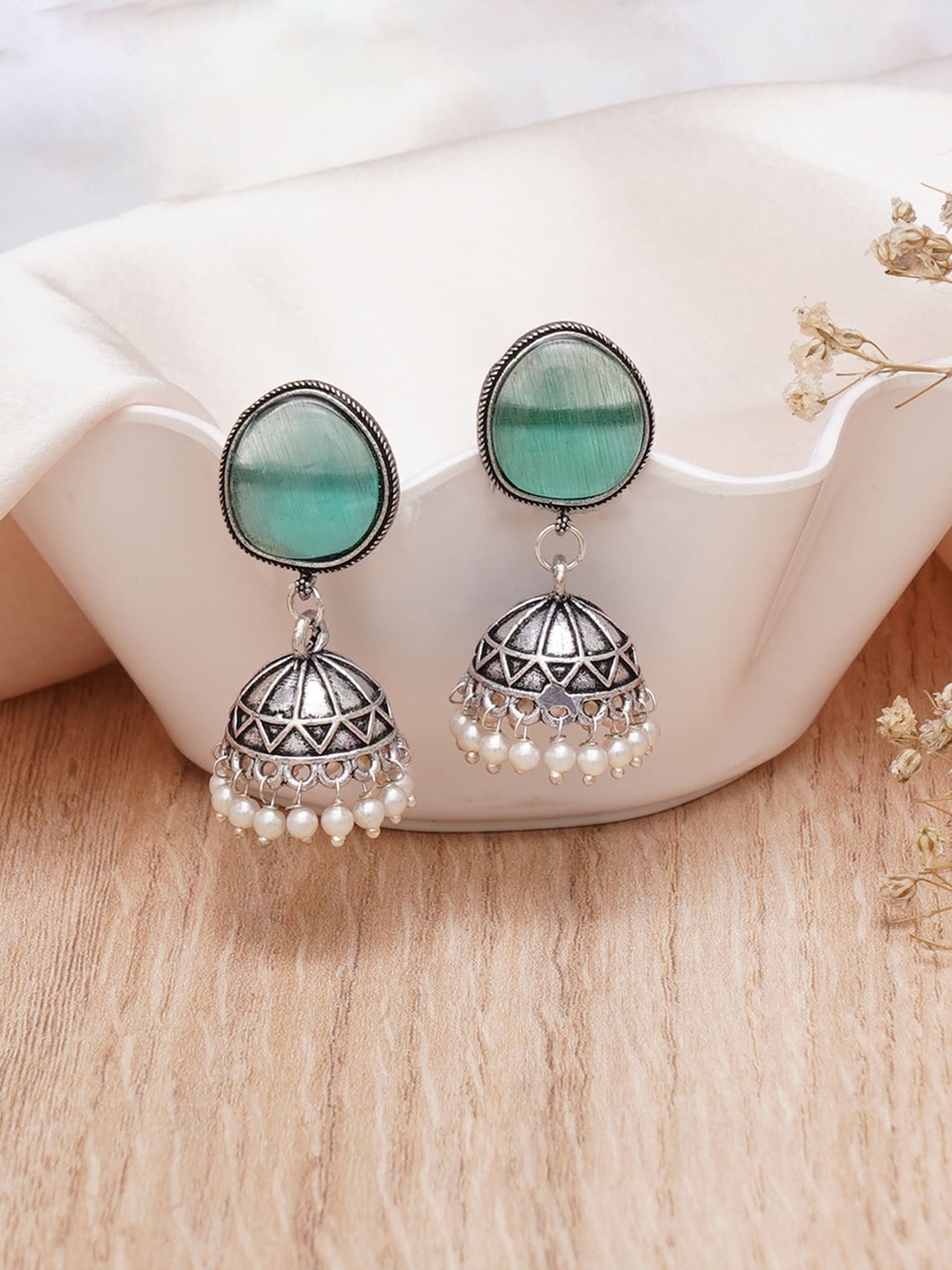 

Mali Fionna Silver-Plated Dome Shaped Jhumkas