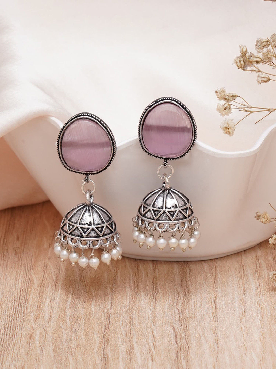 

Mali Fionna Silver-Plated Dome Shaped Jhumkas