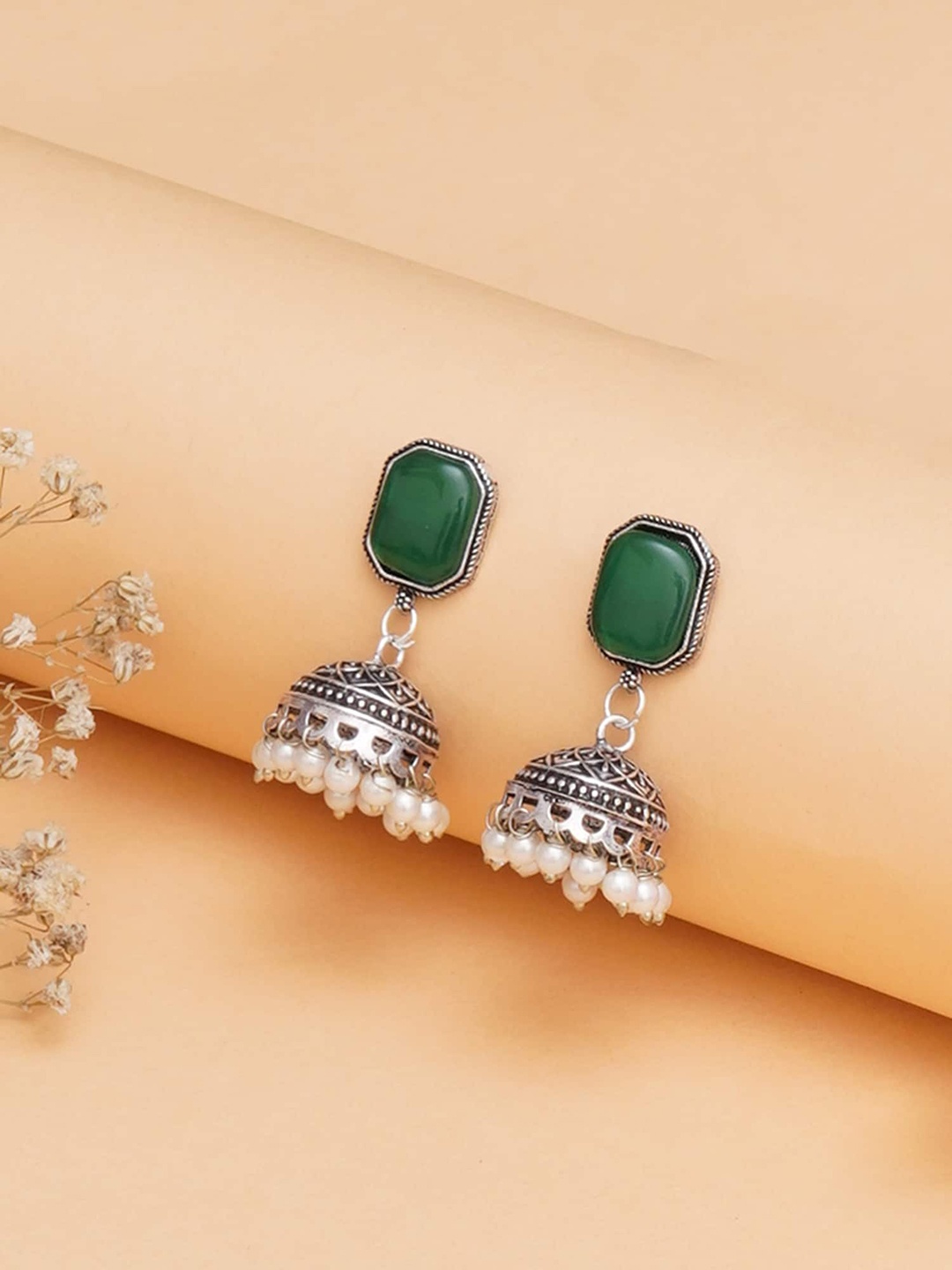 

Mali Fionna Silver-Plated Dome Shaped Jhumkas