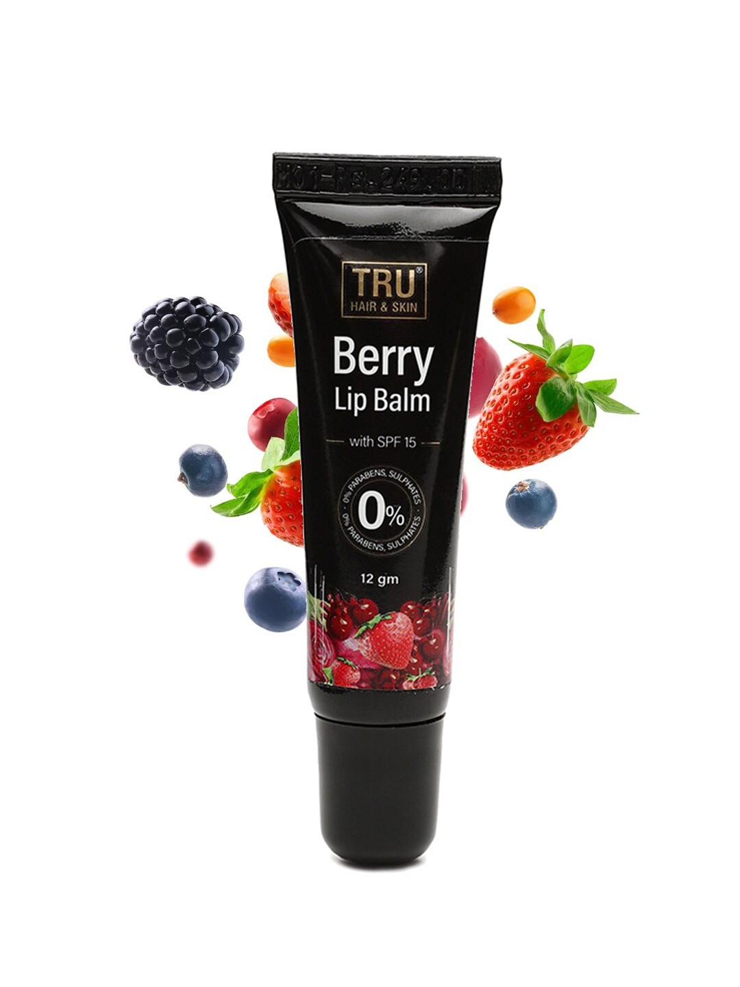

TRU HAIR Berry Lip Balm With SPF 15 - 12g, Black