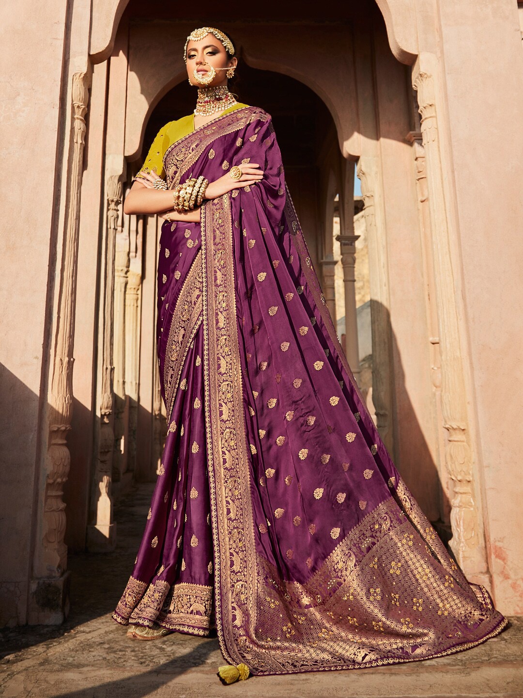 

Mitera Woven Design Zari Banarasi Saree, Purple
