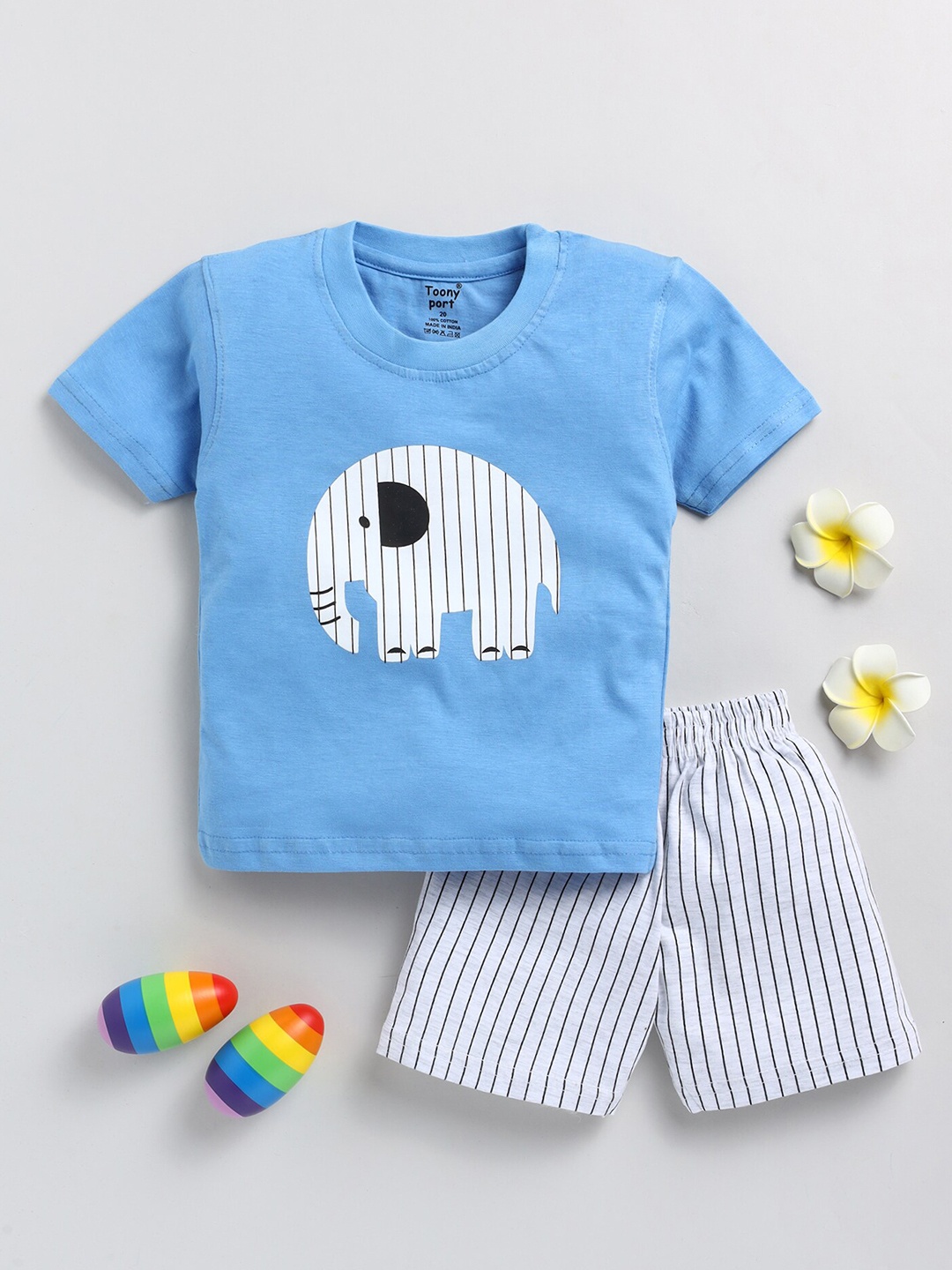 

Toonyport Boys Printed Pure Cotton T-shirt With Shorts, Blue