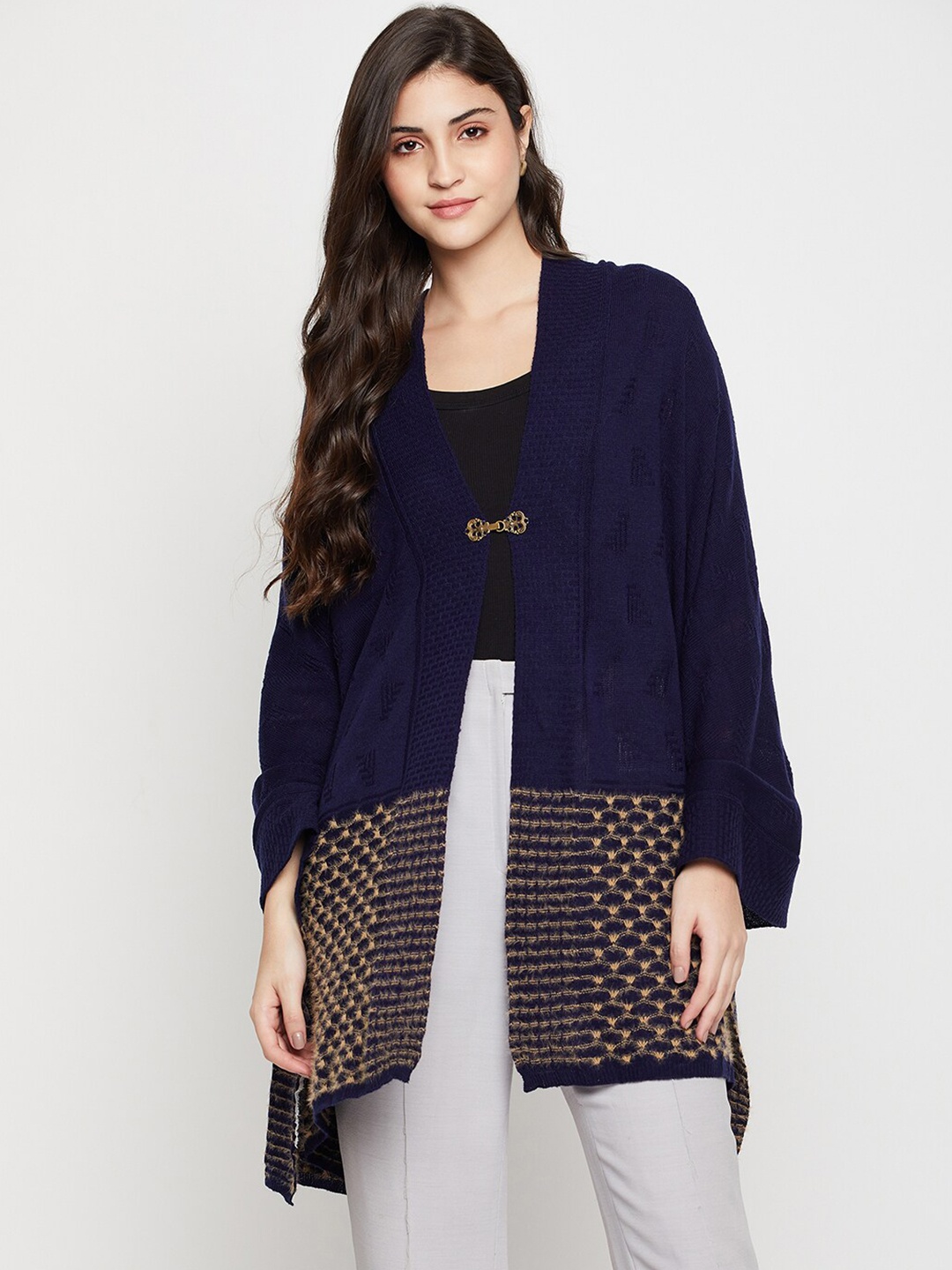 

Cantabil Self Design Acrylic Shrug, Navy blue