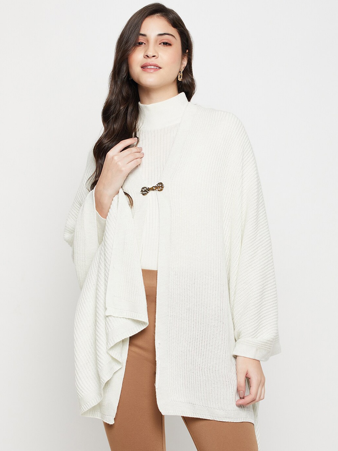 

Cantabil Self Design Acrylic Longline Shrug, Off white
