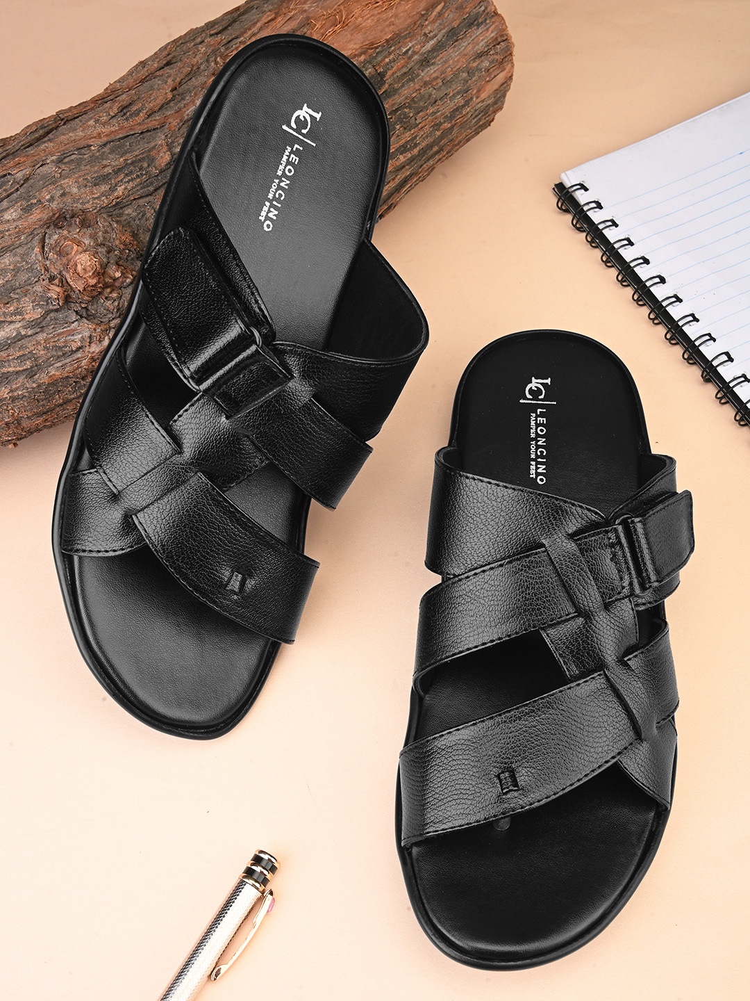 

LEONCINO Men Premium Comfort Sandals, Black