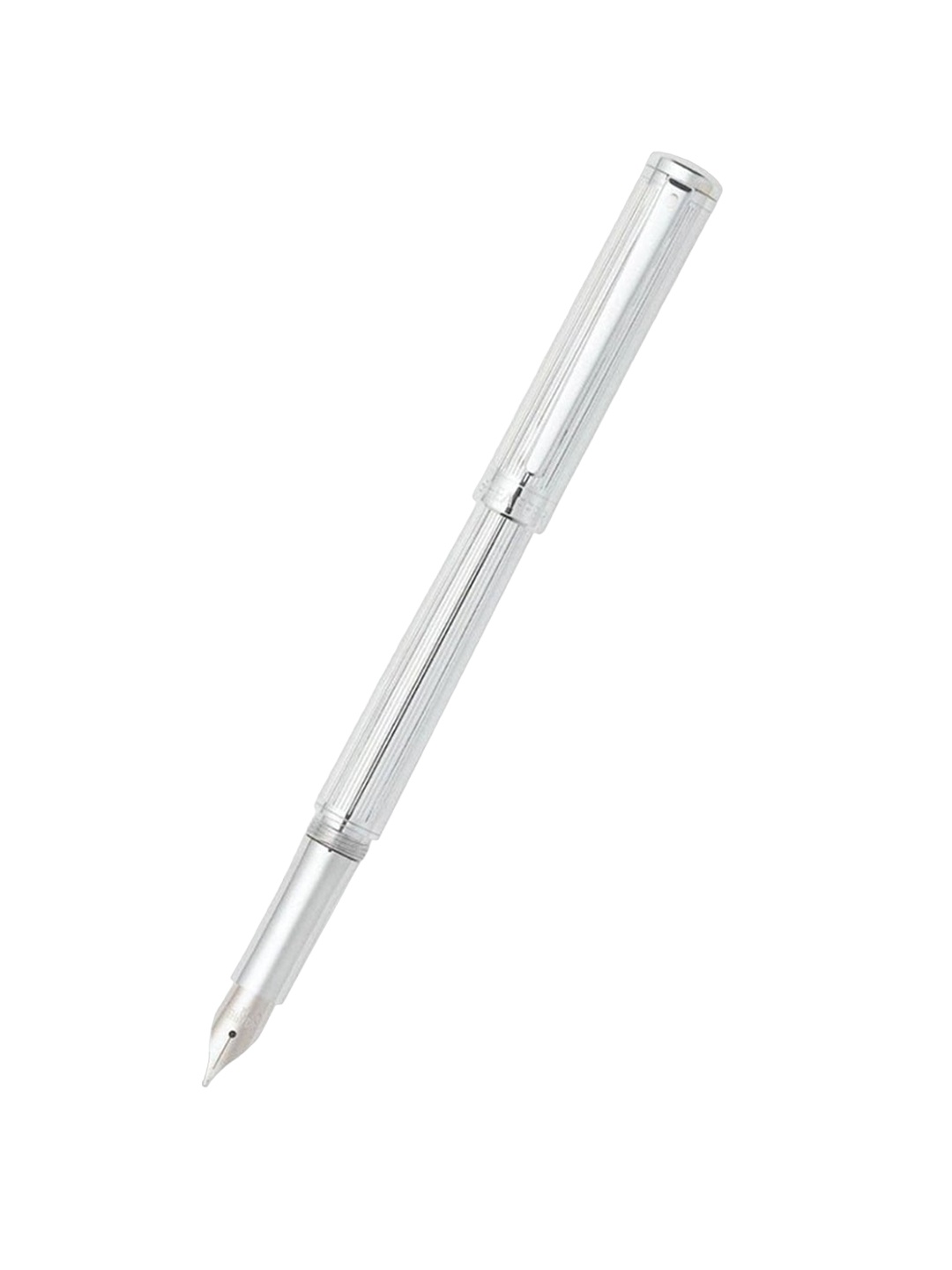 

Sheaffer Fluted Chrome Finish With Chrome Plate Trim Medium Nib Fountain Pen, Silver