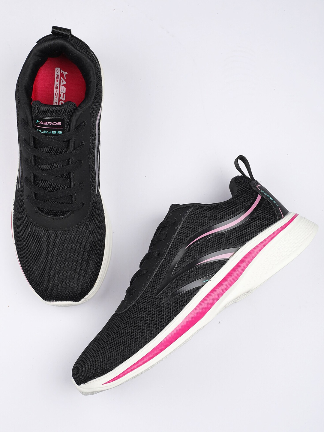 

ABROS Women Lace-Up Mesh Air Running Shoes, Black