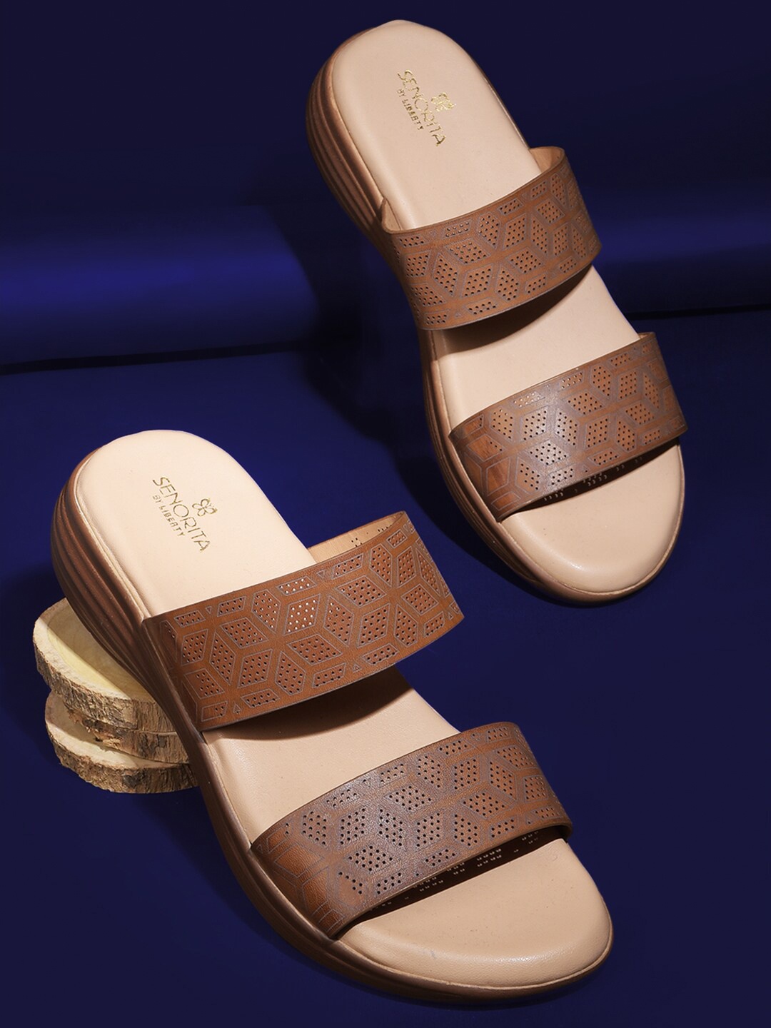 

Liberty Slip-On Open Toe Flats, Tan