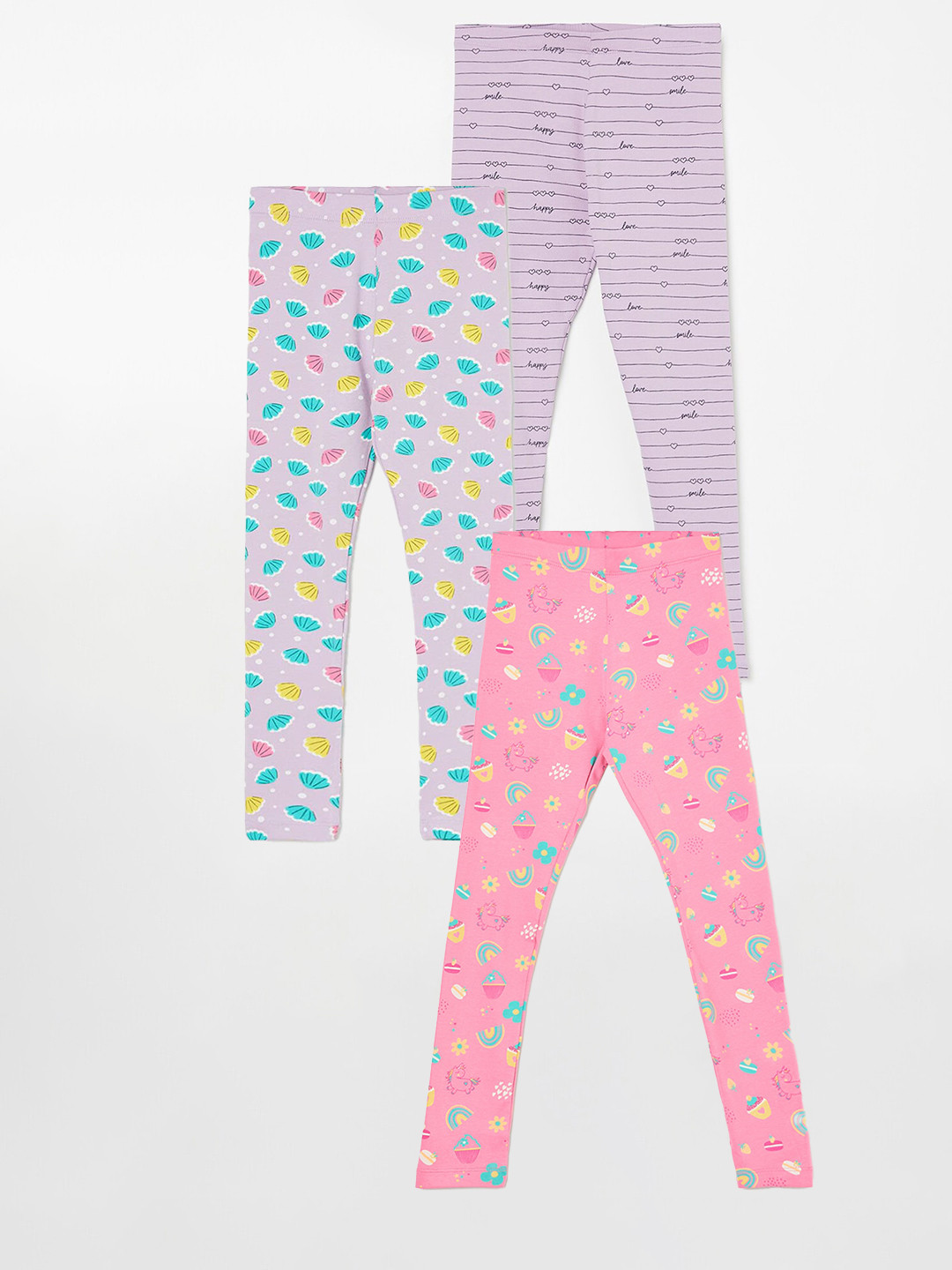 

Fame Forever by Lifestyle Girls Pack Of 3 Printed Ankle Length Leggings, Pink