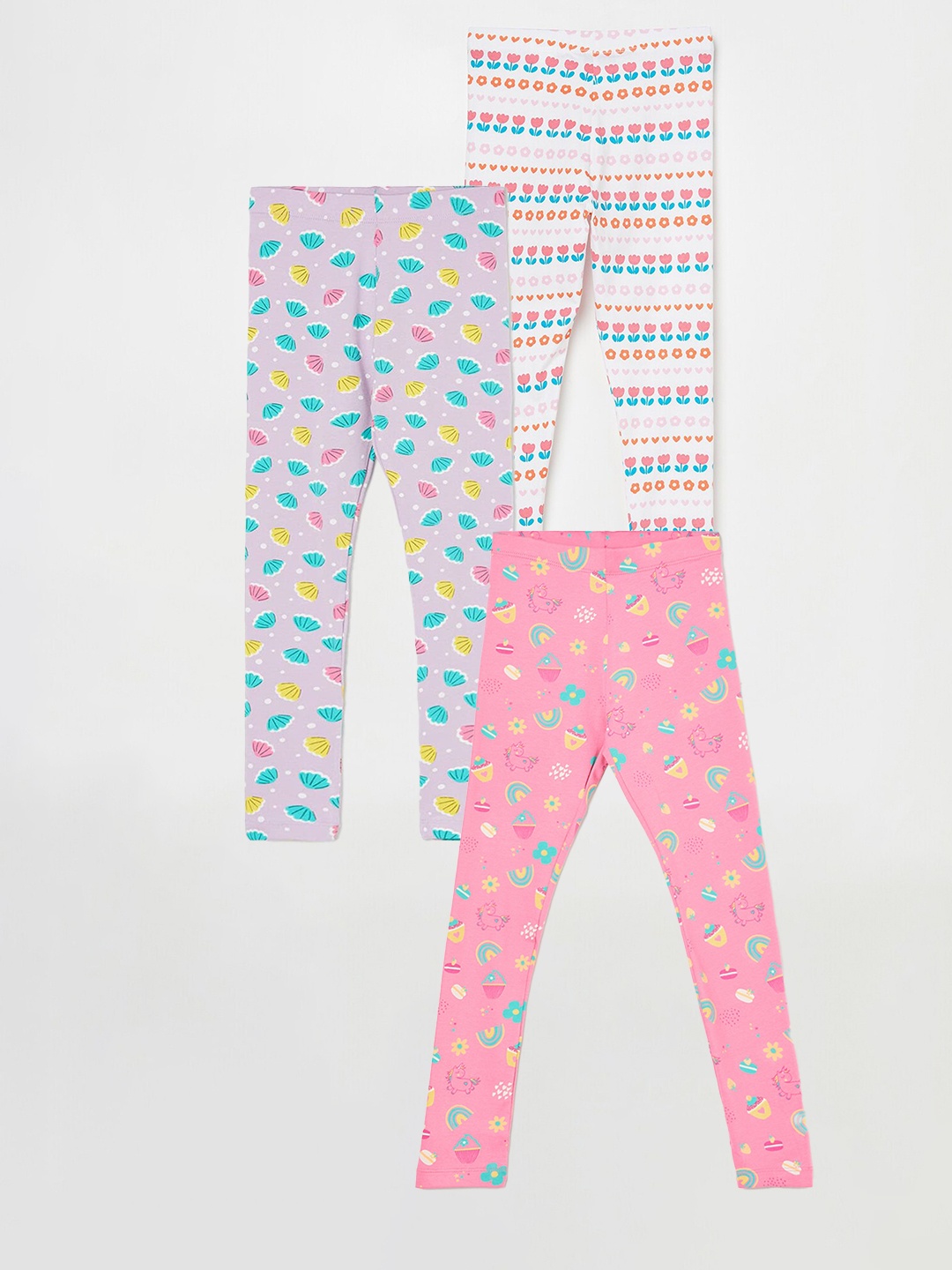 

Fame Forever by Lifestyle Girls Pack Of 3 Printed Ankle Length Leggings, Pink