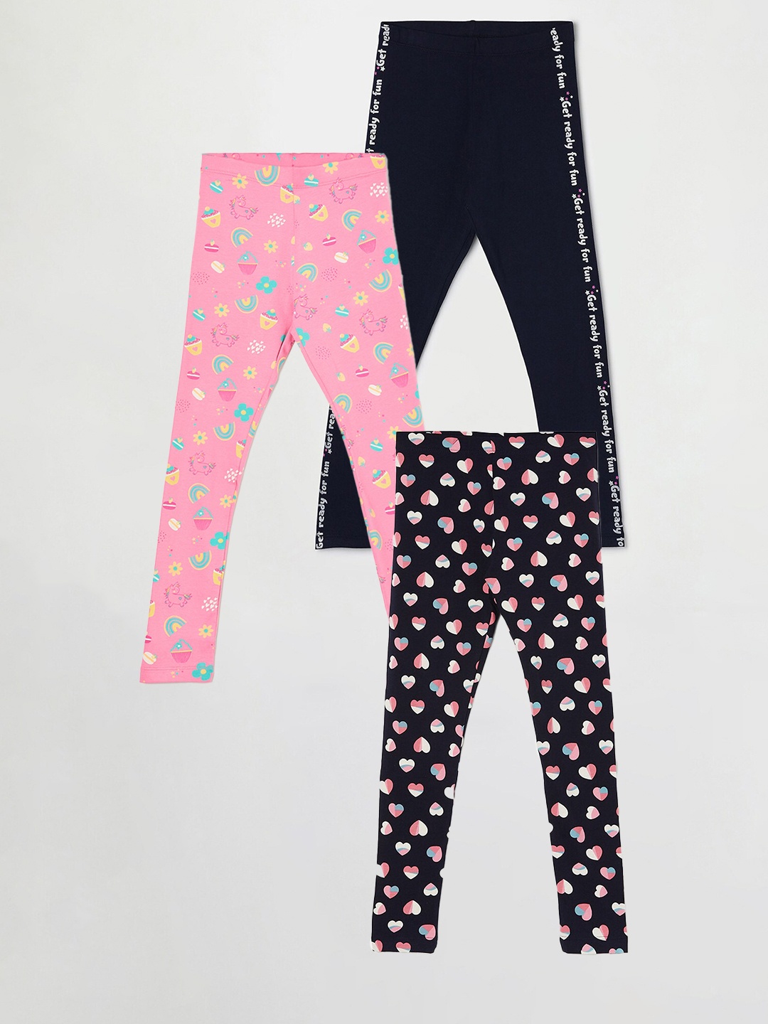 

Fame Forever by Lifestyle Girls Pack Of 3 Printed Ankle Length Leggings, Blue