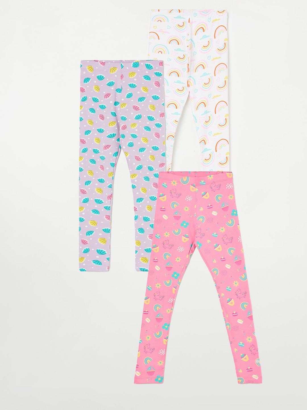 

Fame Forever by Lifestyle Girls Pack Of 3 Printed Ankle Length Leggings, Pink