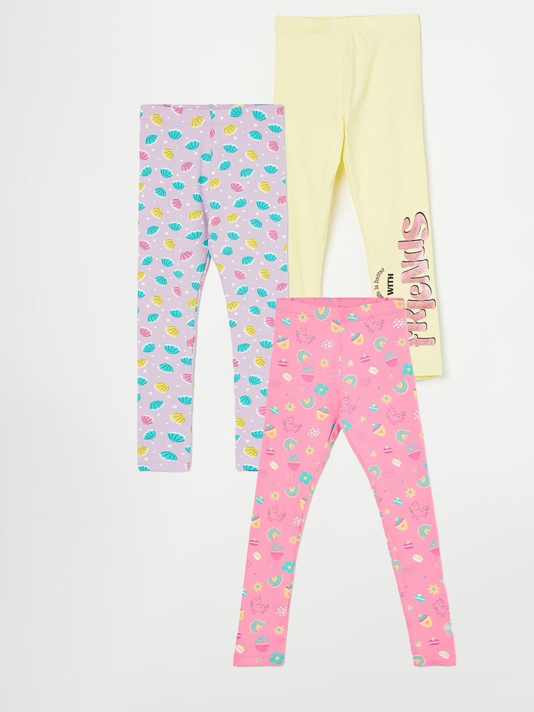 

Fame Forever by Lifestyle Girls Pack Of 3 Printed Ankle Length Leggings, Pink