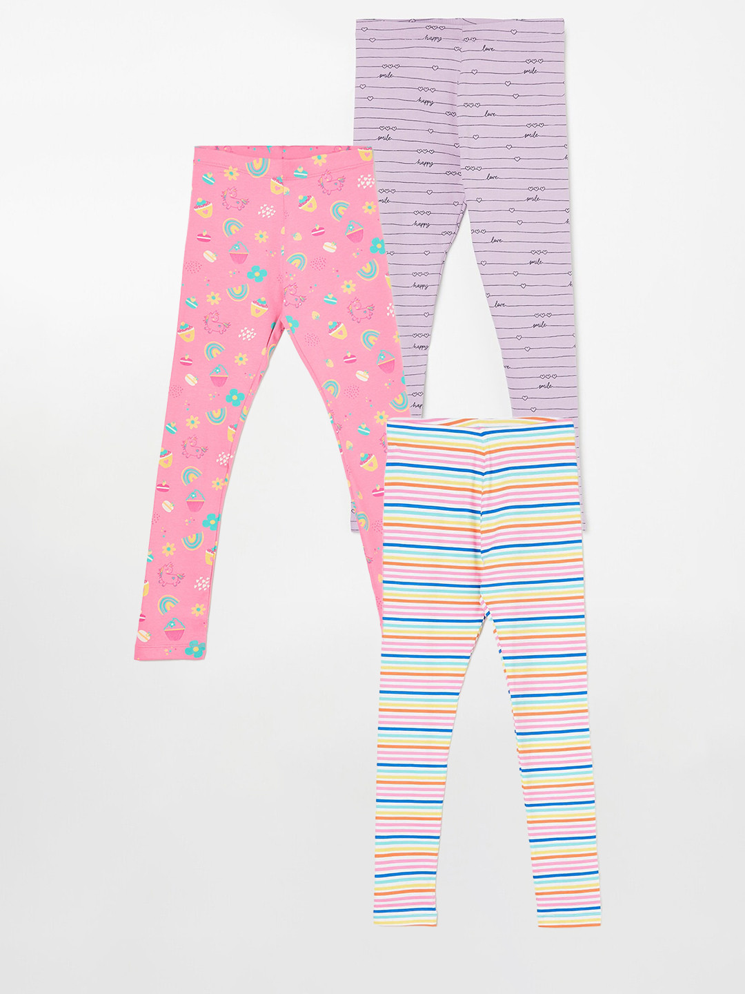 

Fame Forever by Lifestyle Girls Pack Of 3 Ankle Length Leggings, Lavender