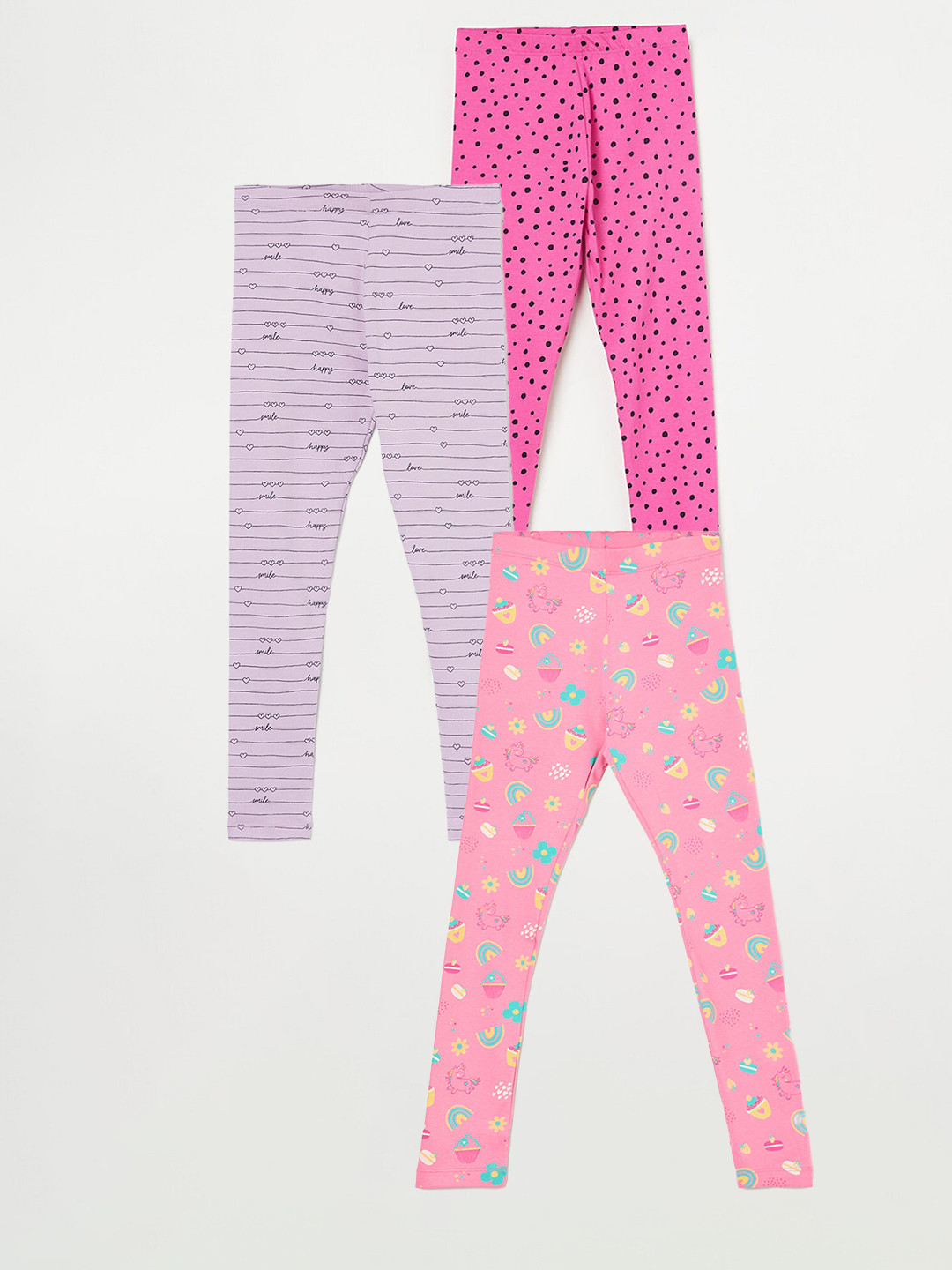 

Fame Forever by Lifestyle Girls Pack Of 3 Printed Ankle Length Leggings, Pink