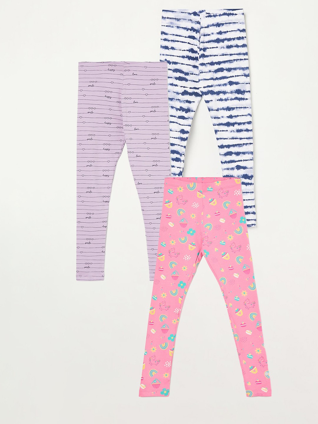 

Fame Forever by Lifestyle Girls Pack Of 3 Printed Ankle Length Leggings, Pink