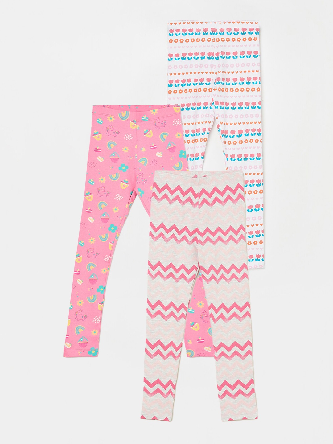

Fame Forever by Lifestyle Girls Pack Of 3 Printed Ankle Length Leggings, Pink