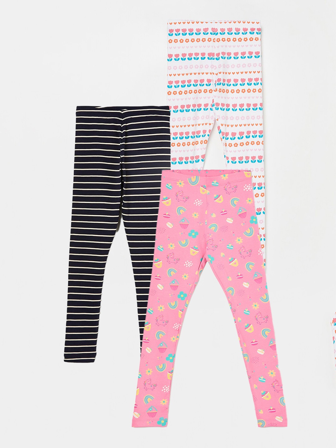 

Fame Forever by Lifestyle Girls Pack Of 3 Printed Ankle Length Leggings, Pink
