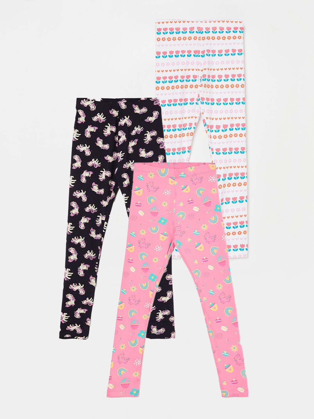 

Fame Forever by Lifestyle Girls Pack Of 3 Printed Ankle Length Leggings, Pink