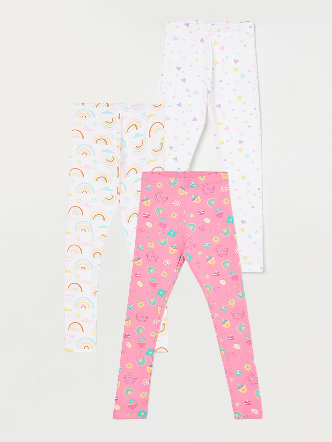 

Fame Forever by Lifestyle Girls Pack Of 3 Printed Ankle Length Leggings, Pink