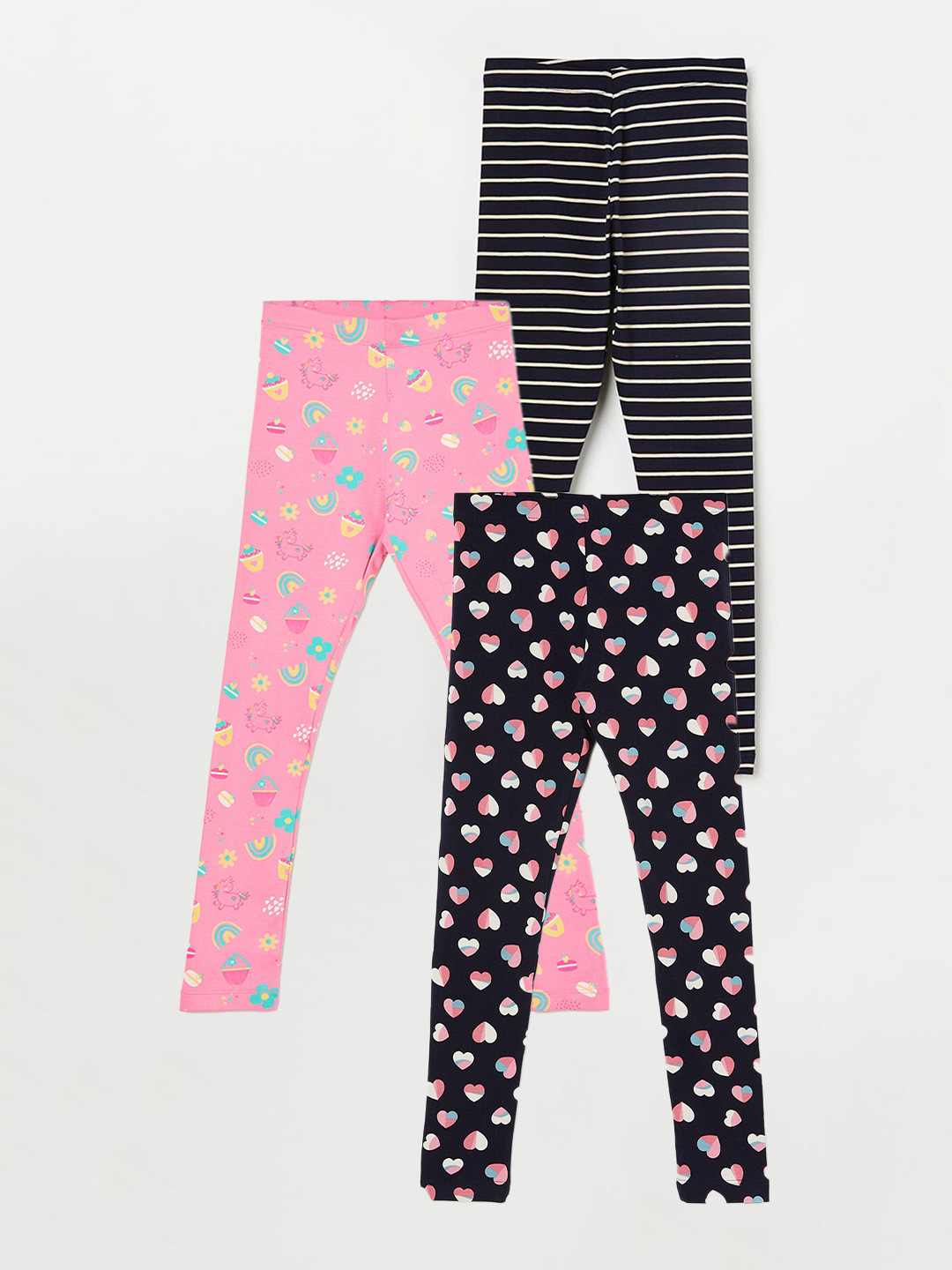 

Fame Forever by Lifestyle Girls Pack Of 3 Printed Ankle Length Leggings, Navy blue