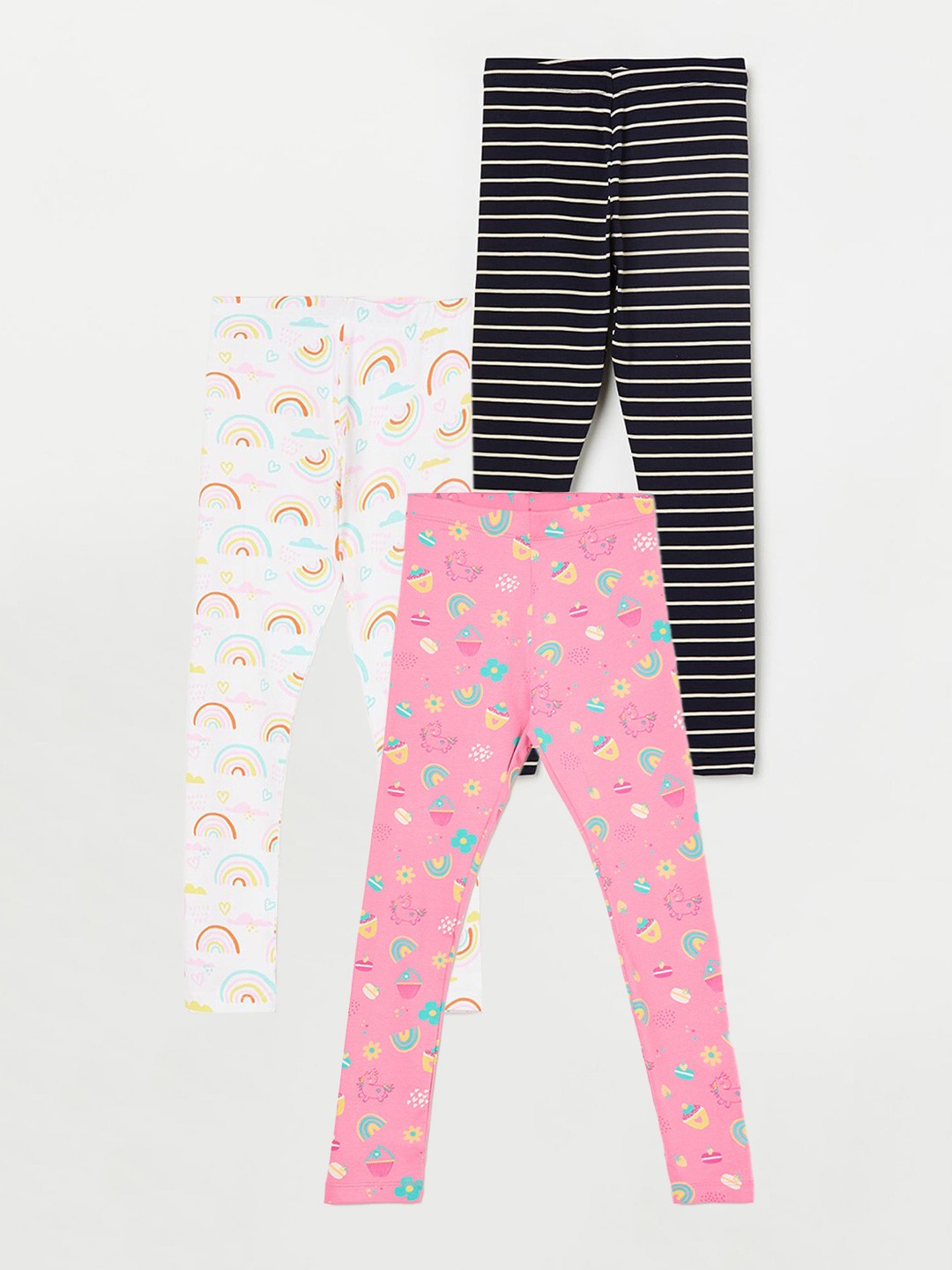 

Fame Forever by Lifestyle Girls Pack Of 3 Printed Ankle Length Leggings, Pink