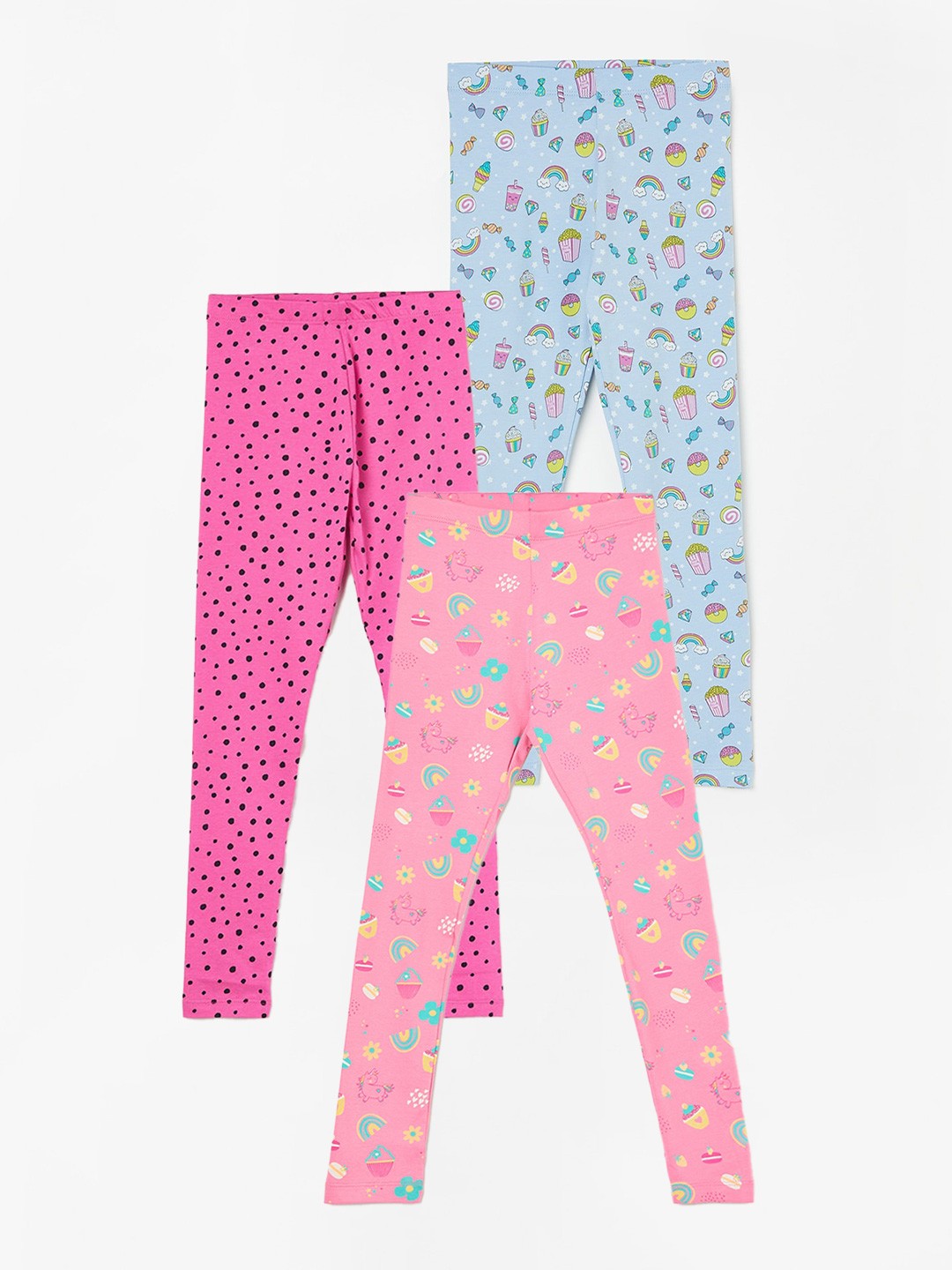 

Fame Forever by Lifestyle Girls Pack Of 3 Printed Cotton Ankle Length Leggings, Pink