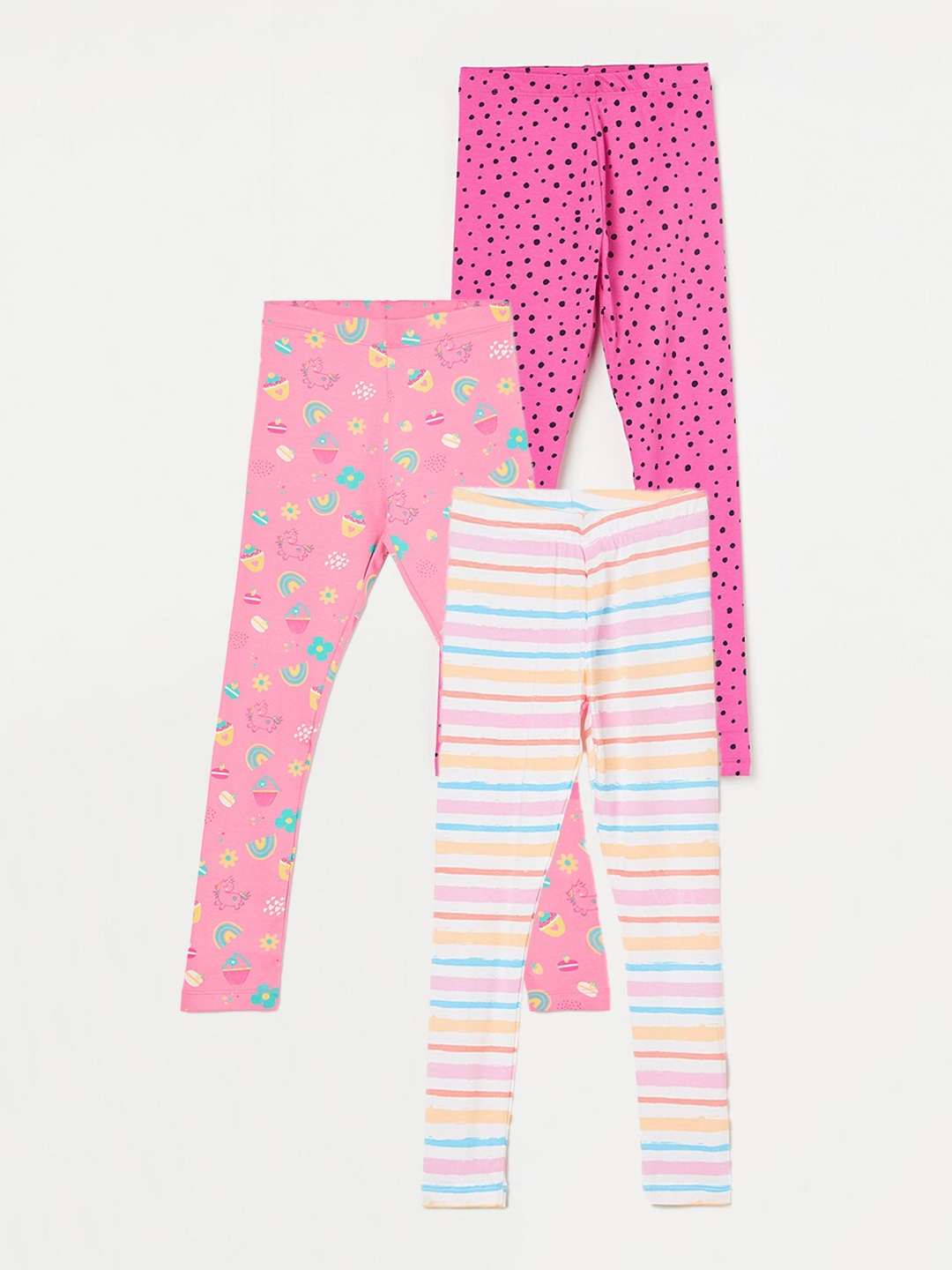 

Fame Forever by Lifestyle Girls Pack Of 3 Printed Pure Cotton Ankle Length Leggings, White