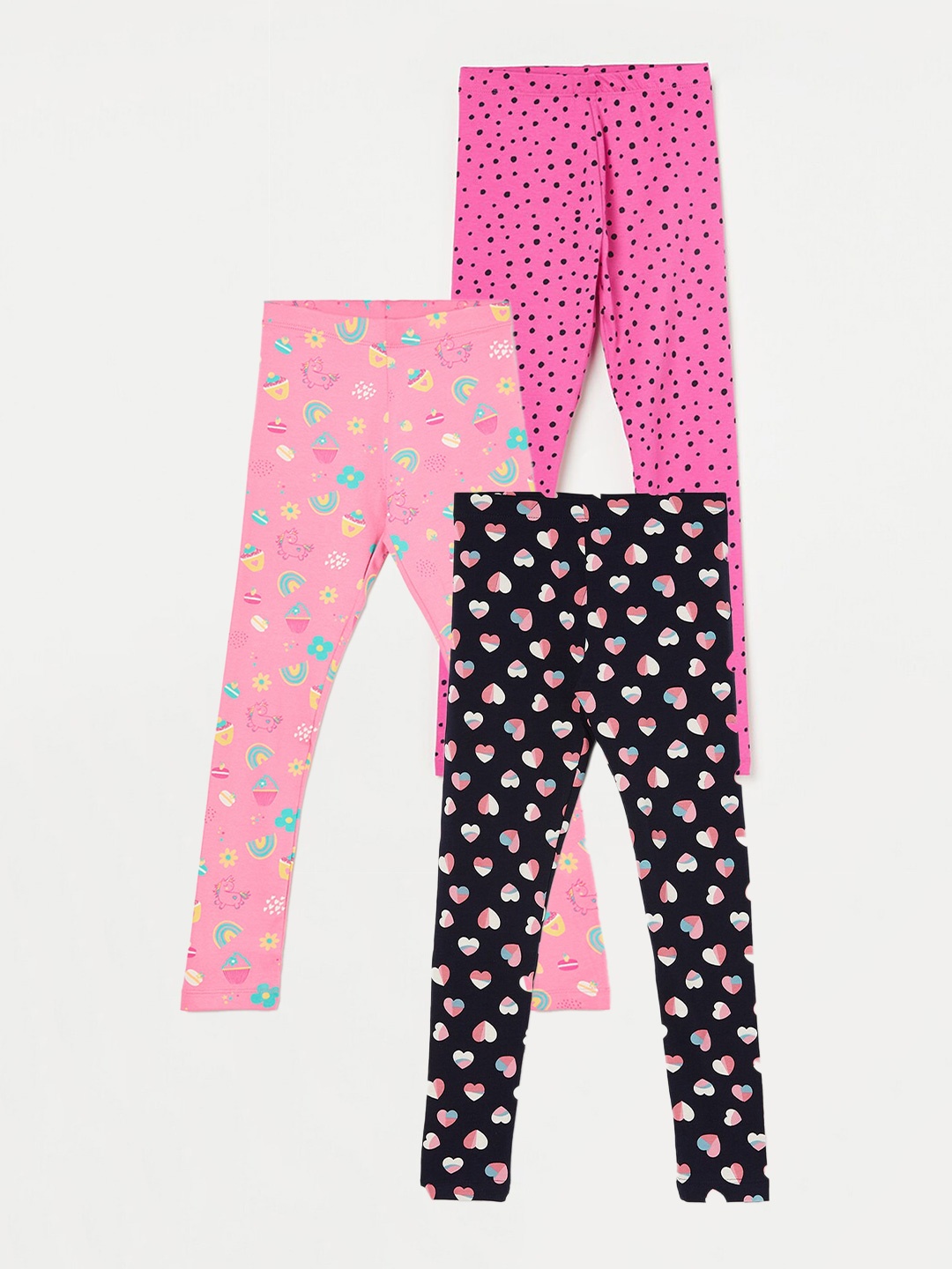 

Fame Forever by Lifestyle Girls Pack Of 3 Printed Ankle Length Leggings, Navy blue