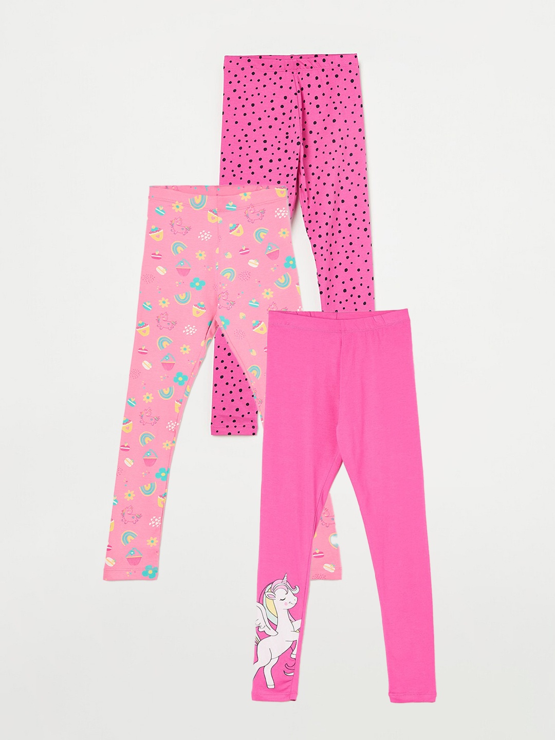 

Fame Forever by Lifestyle Girls Pack Of 3 Printed Ankle Length Leggings, Pink