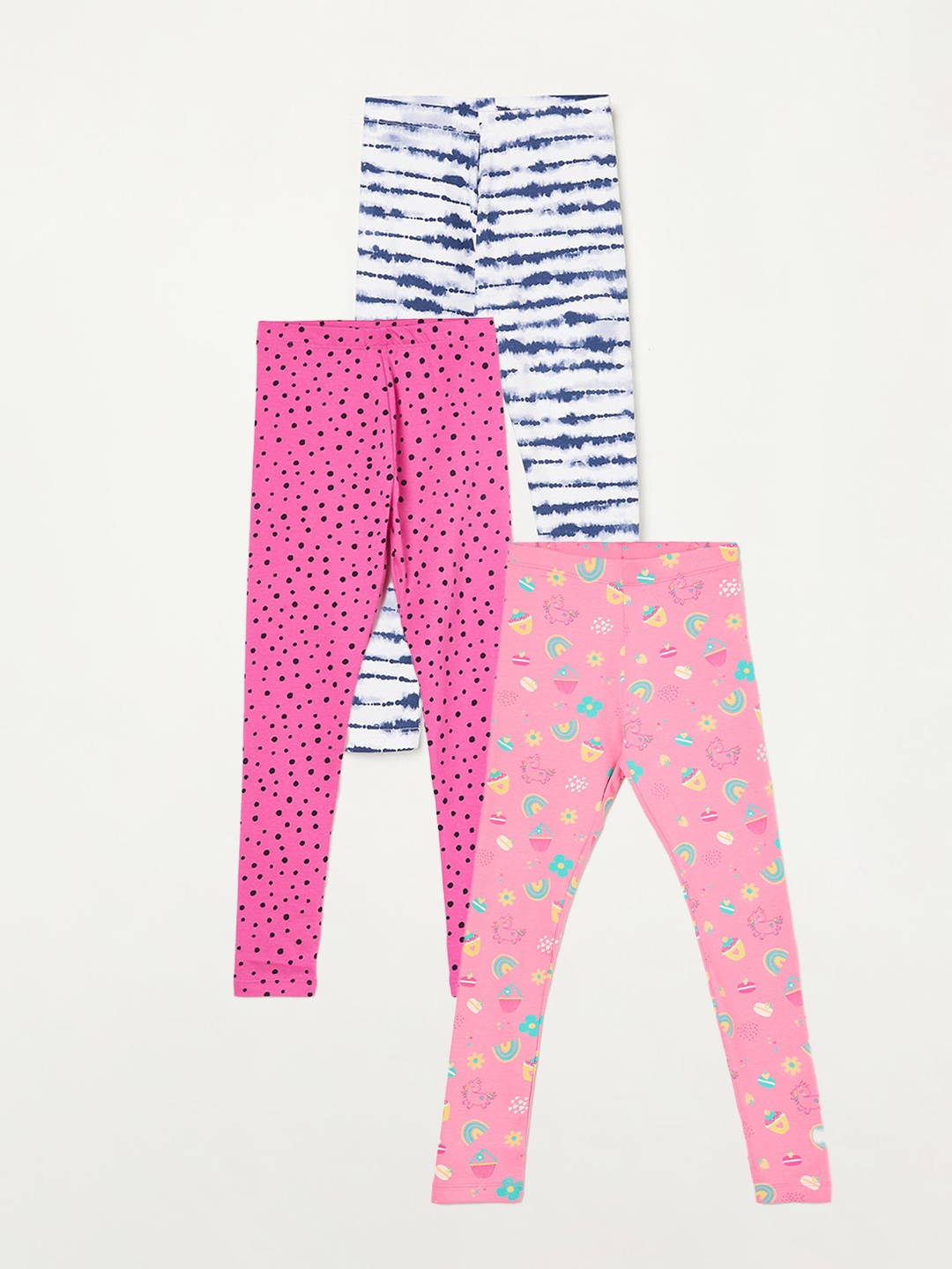 

Fame Forever by Lifestyle Girls Pack Of 3 Printed Cotton Ankle Length Leggings, Pink