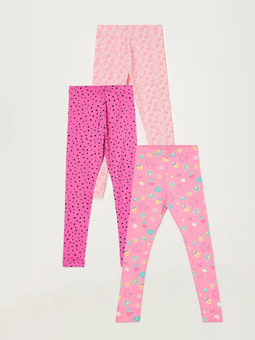 

Fame Forever by Lifestyle Girls Pack Of 3 Printed Cotton Ankle Length Leggings, Pink