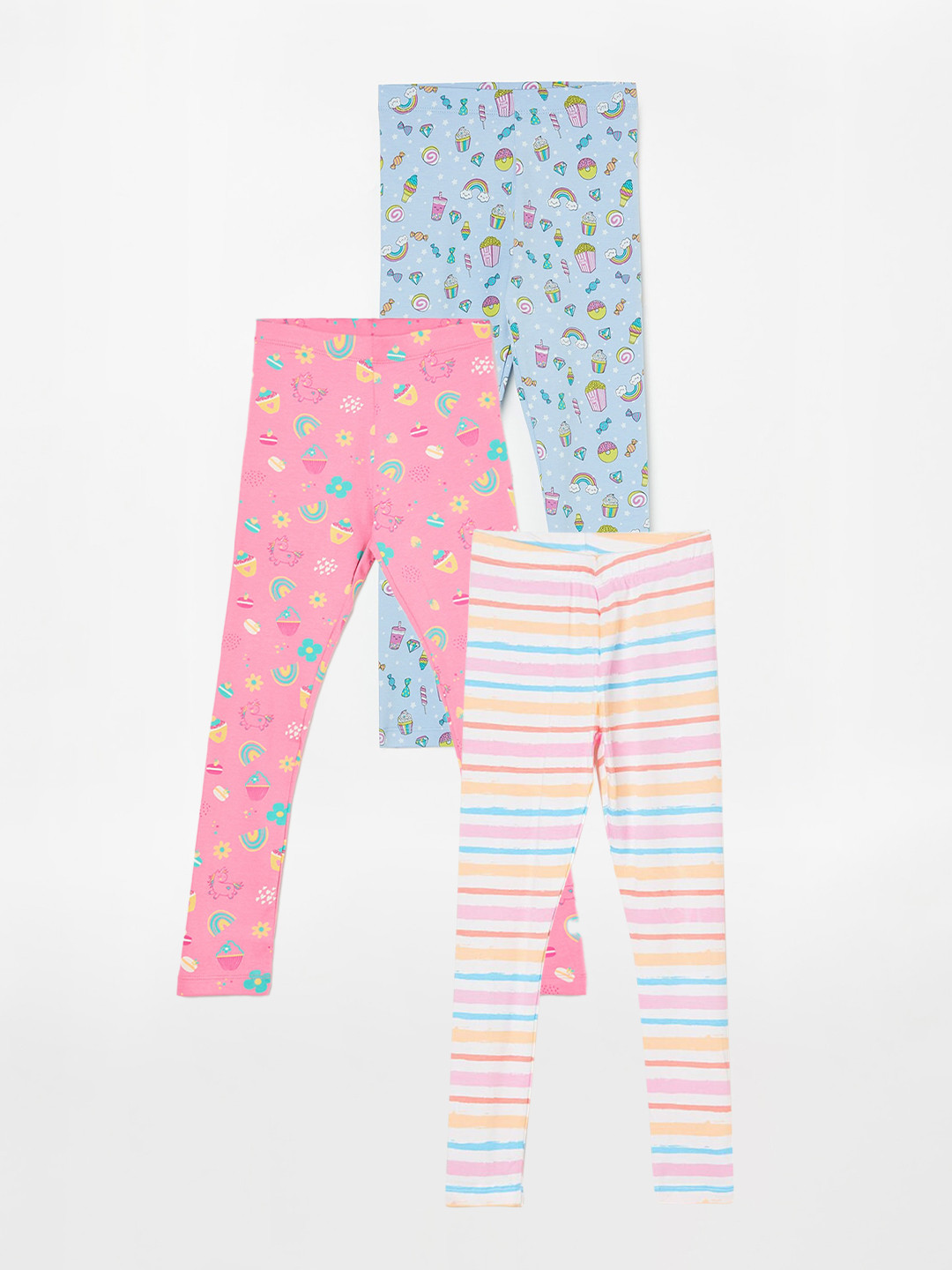 

Fame Forever by Lifestyle Girls Pack Of 3 Printed Cotton Ankle Length Leggings, Pink