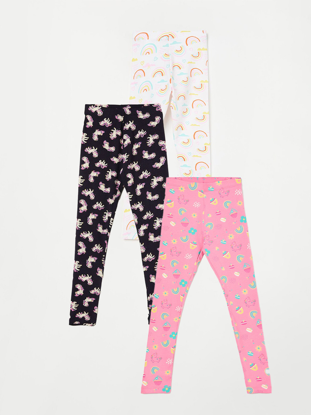 

Fame Forever by Lifestyle Girls Pack Of 3 Printed Ankle Length Leggings, Navy blue