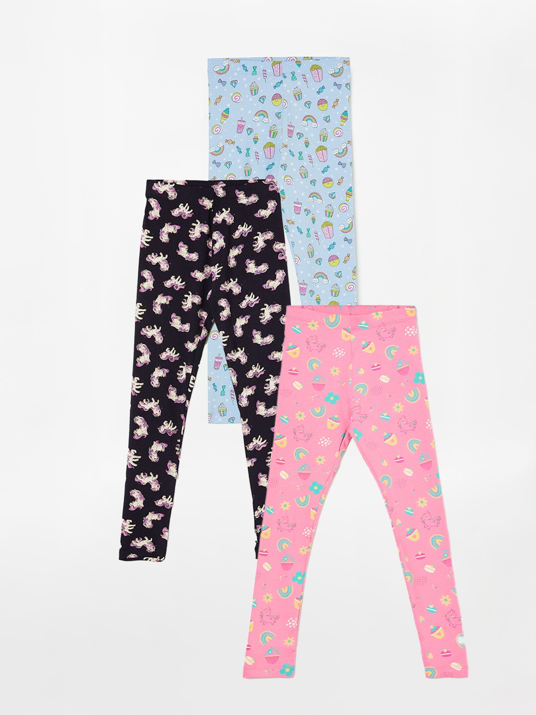 

Fame Forever by Lifestyle Girls Pack Of 3 Printed Cotton Ankle Length Leggings, Pink