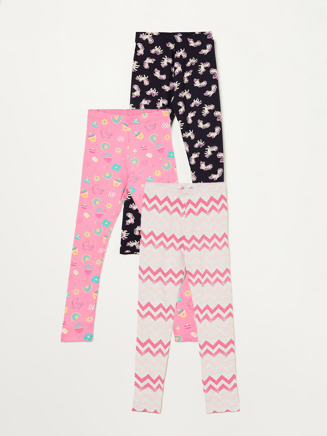 

Fame Forever by Lifestyle Girls Pack Of 3 Printed Ankle Length Leggings, Pink