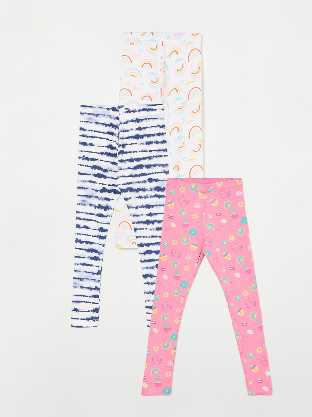 

Fame Forever by Lifestyle Girls Pack Of 3 Printed Ankle Length Leggings, White