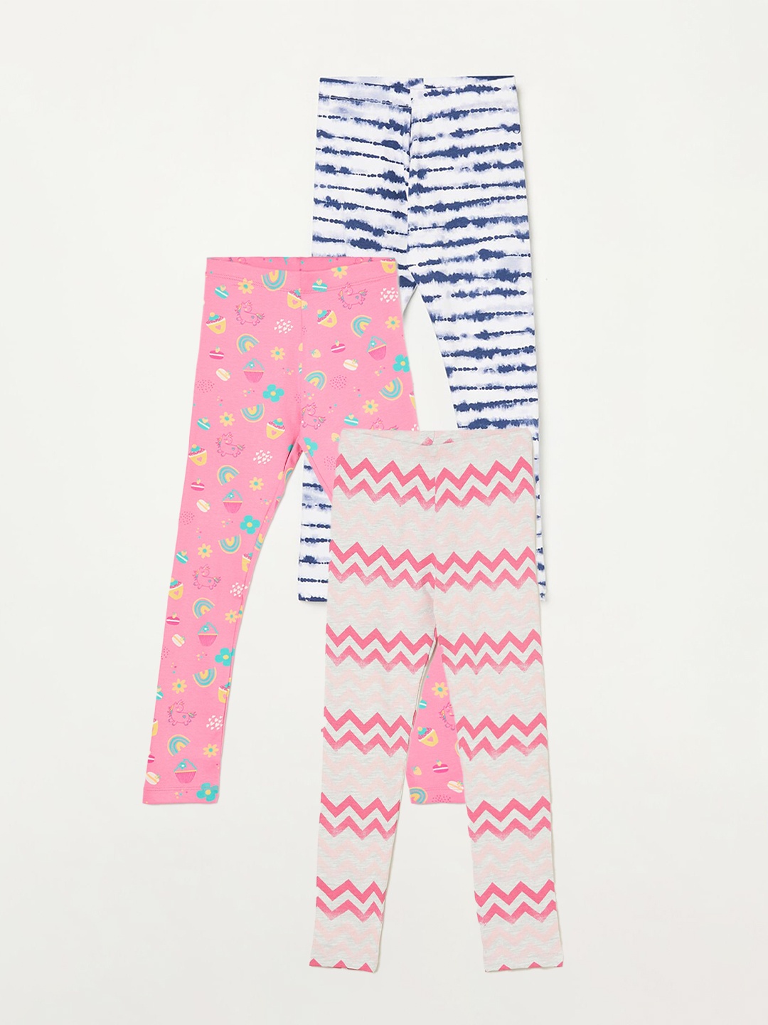 

Fame Forever by Lifestyle Girls Pack Of 3 Printed Ankle Length Leggings, Blue