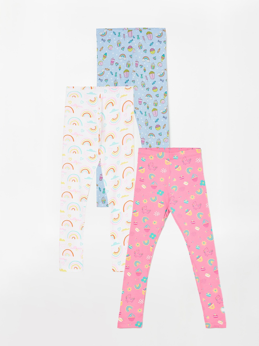 

Fame Forever by Lifestyle Girls Pack Of 3 Printed Ankle Length Leggings, White