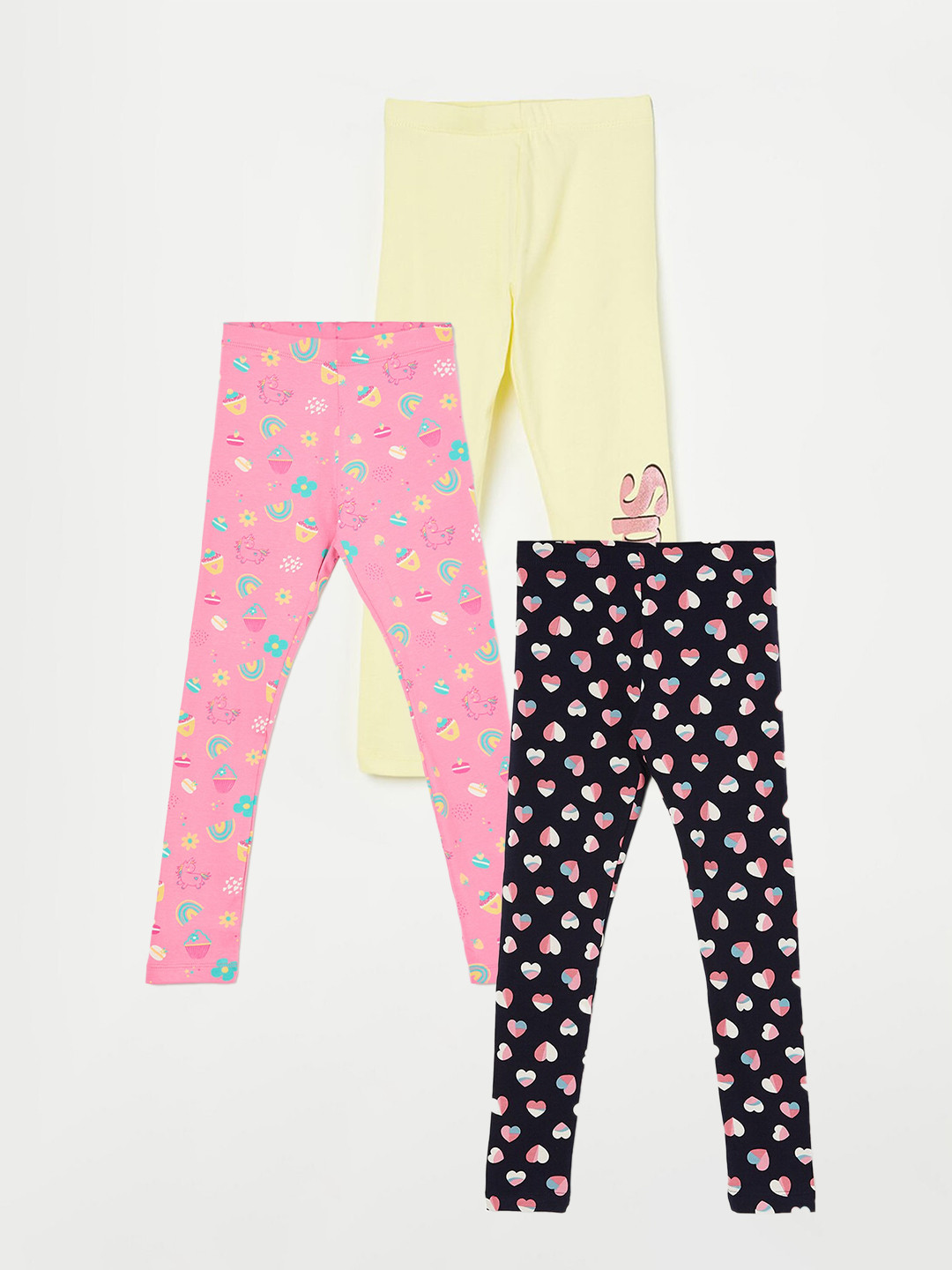 

Fame Forever by Lifestyle Girls Pack Of 3 Printed Ankle Length Leggings, Pink
