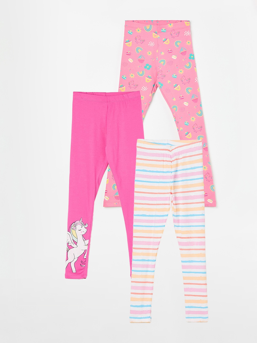 

Fame Forever by Lifestyle Girls Pack Of 3 Printed Ankle Length Leggings, Pink
