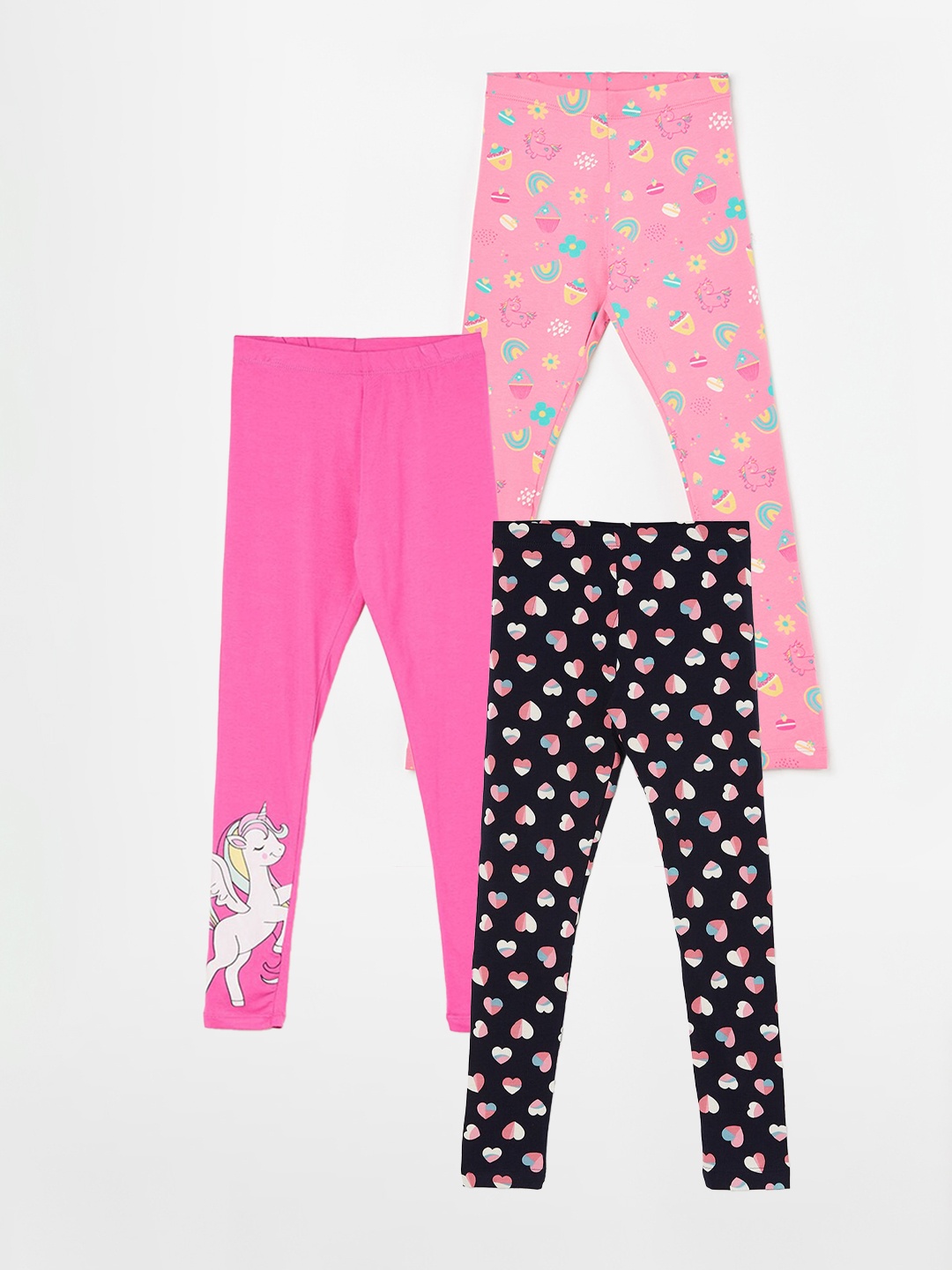 

Fame Forever by Lifestyle Girls Pack Of 3 Printed Ankle Length Leggings, Pink