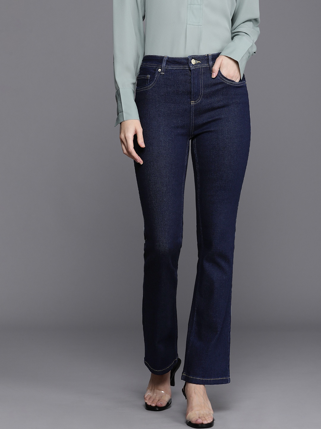 

NEXT Women Bootcut Stretchable Mid-rise Jeans, Blue